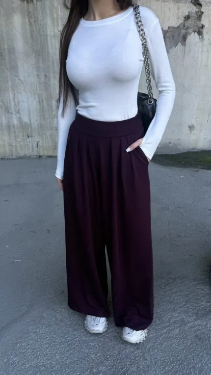 Mürdüm Pleated Palazzo Pants