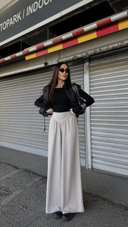 Stone Color ‘V’ Belt Palazzo