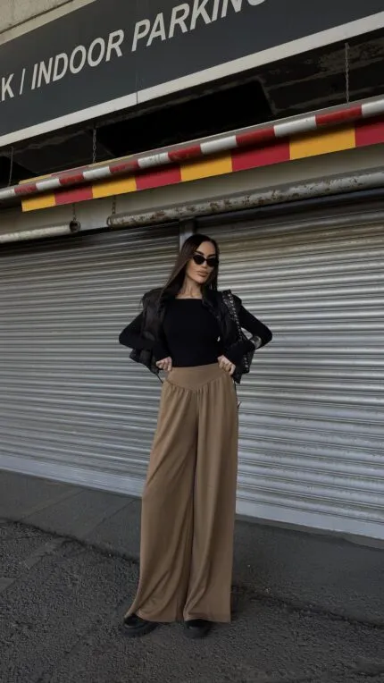 Milky Coffee ‘V’ Belt Palazzo