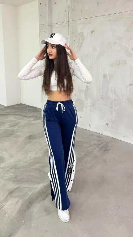 Lacivert Adidas Çıtçıtlı Eşofman