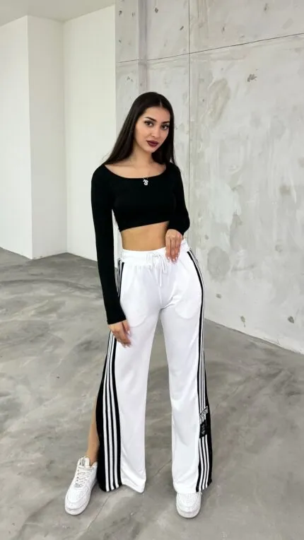 White Adidas Snap Track Suit