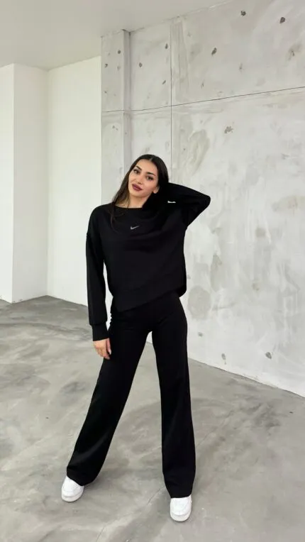 Siyah Kalın Fitilli Palazzo Takım