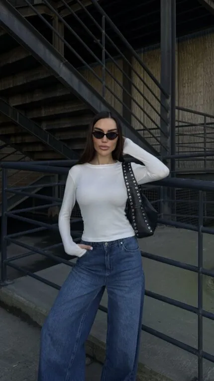 Ekru Parmak Geçmeli Body