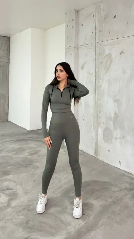 Khaki Thick Corduroy Leggings Set