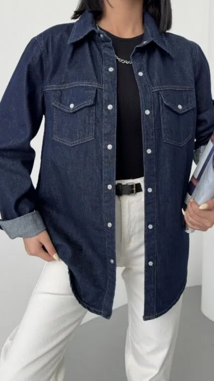 Snap Button Denim Shirt 6013