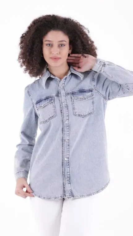 Snap Button Denim Shirt 6013