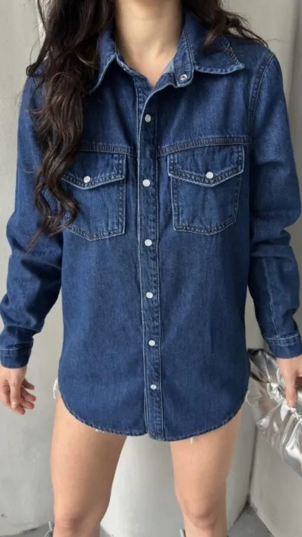 Snap Button Denim Shirt 6013