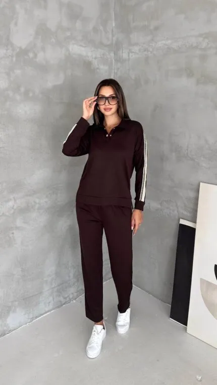 Brown Striped Two-Piece Set