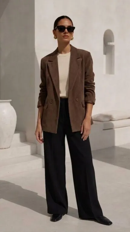 BROWN SLIM-FIT VELVET JACKET