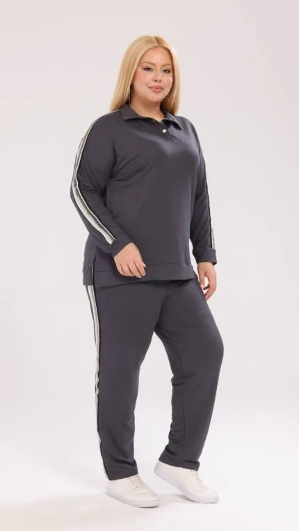 Smoked Plus Size Striped Two-Piece Set