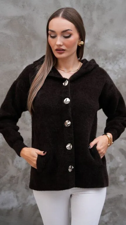 ACIKAHVE Hooded Beard Cardigan