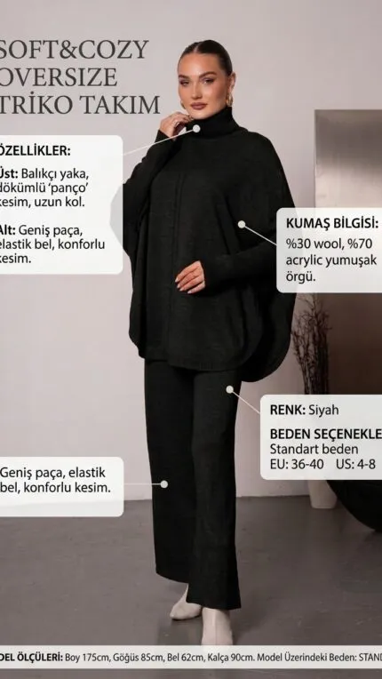 BLACK – SİYAH PANÇO TAKIM
