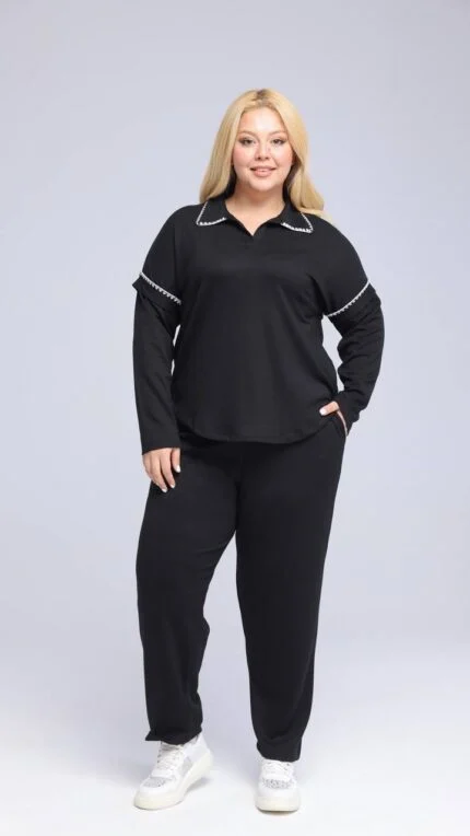 Black Crochet Plus Size Two-Piece Set